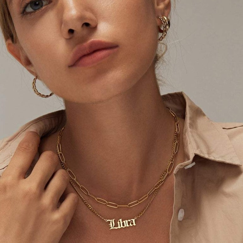 Zodiac Nameplate Necklace