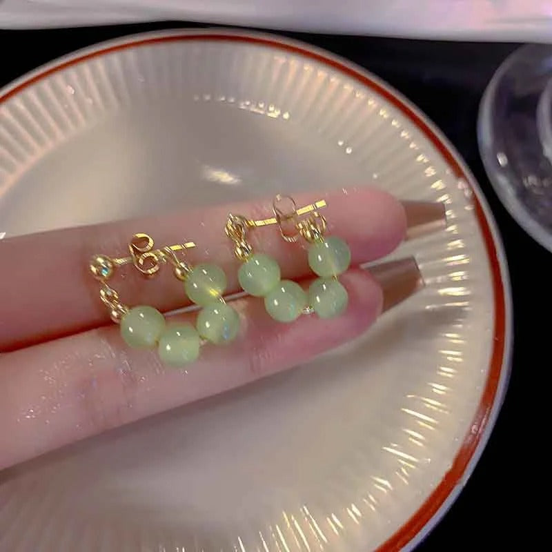 Lime Twist Bead Hoop Earrings