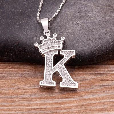Crown Initial Pendant Necklace