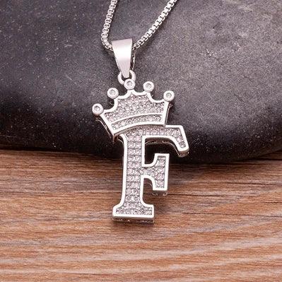 Crown Initial Pendant Necklace