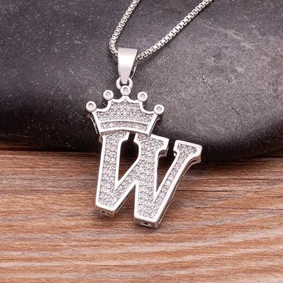 Crown Initial Pendant Necklace