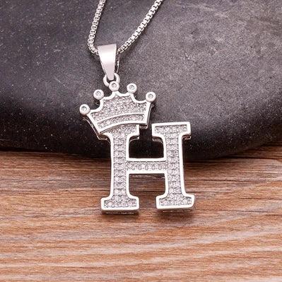 Crown Initial Pendant Necklace