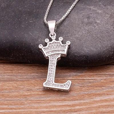 Crown Initial Pendant Necklace