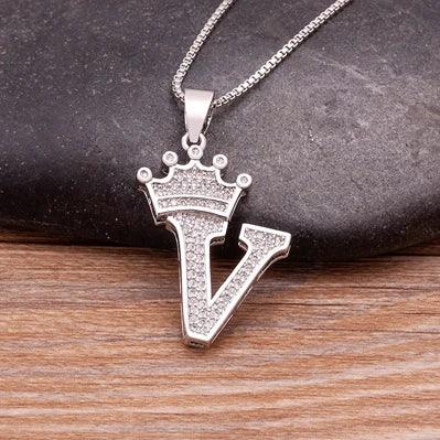 Crown Initial Pendant Necklace