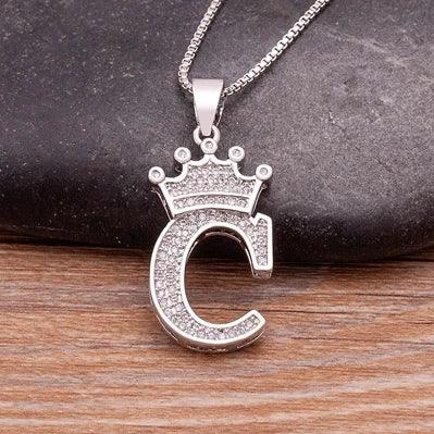 Crown Initial Pendant Necklace