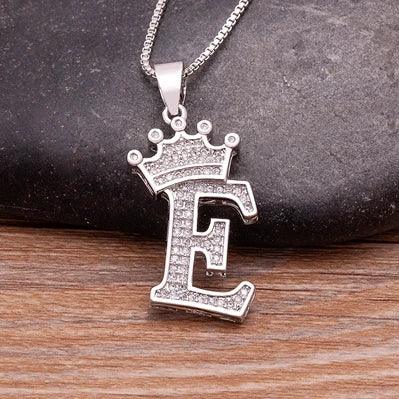 Crown Initial Pendant Necklace