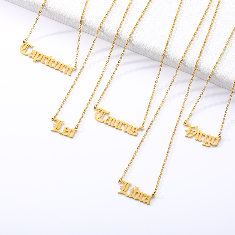 Zodiac Nameplate Necklace