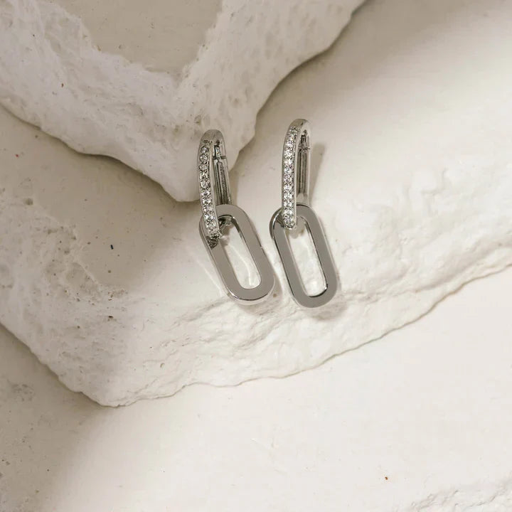 Sparkling Loop Link Drop Earrings