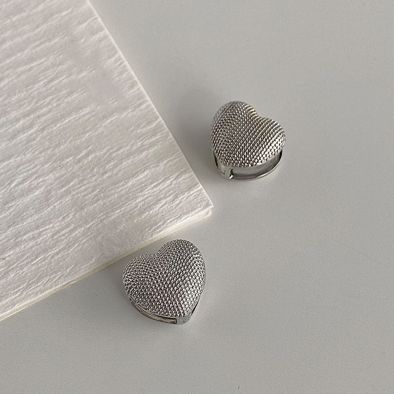 Textured Heart Huggie Earrings