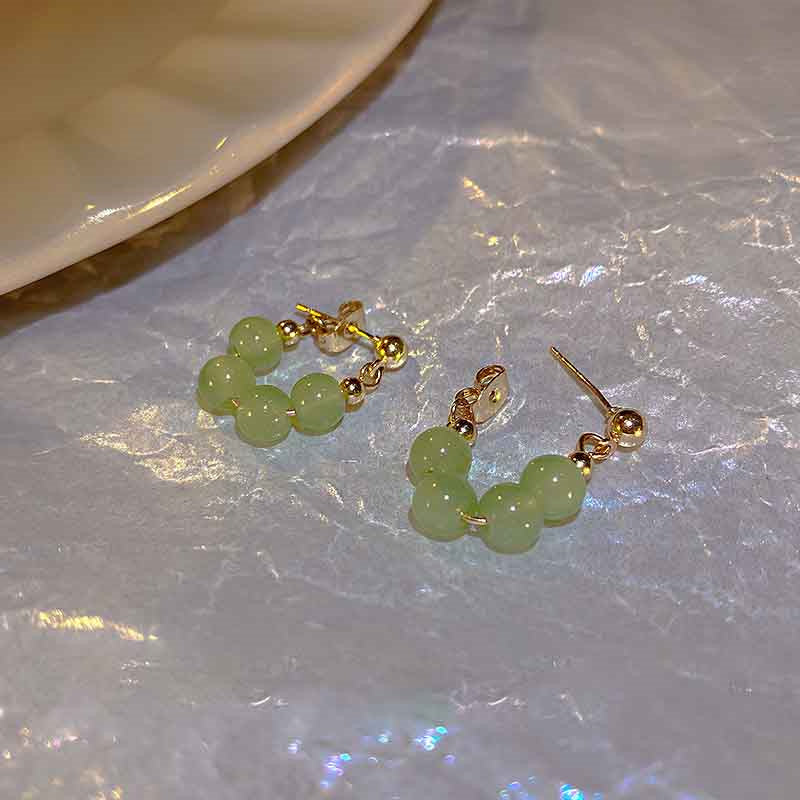 Lime Twist Bead Hoop Earrings