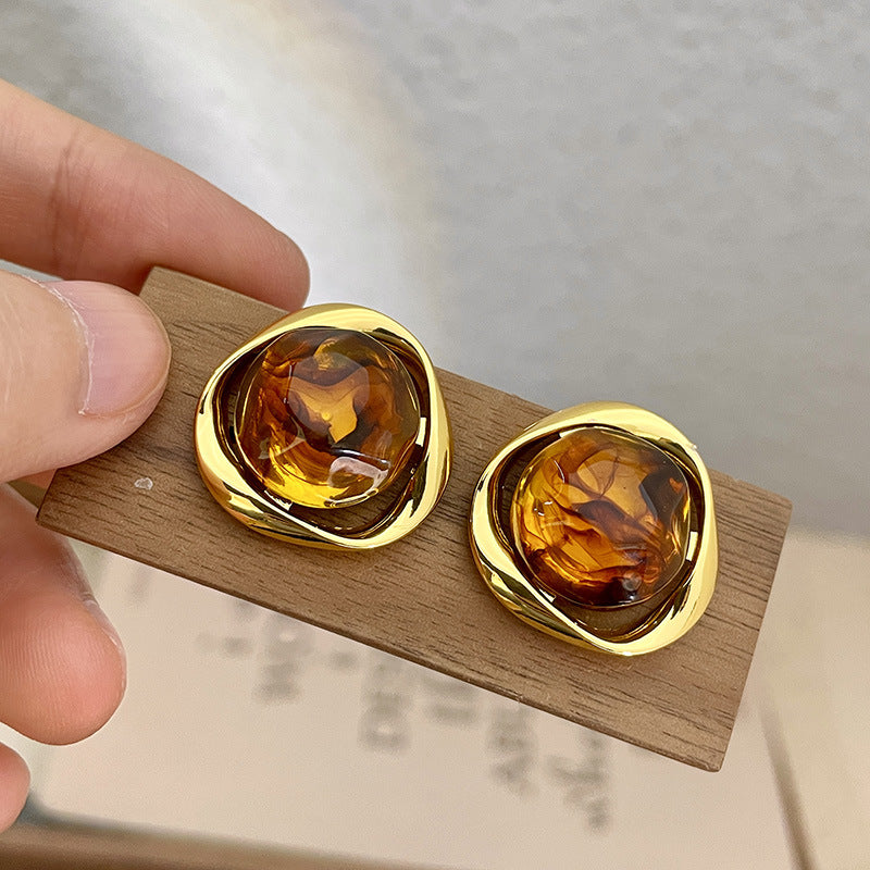 Golden Orb Stud Earrings