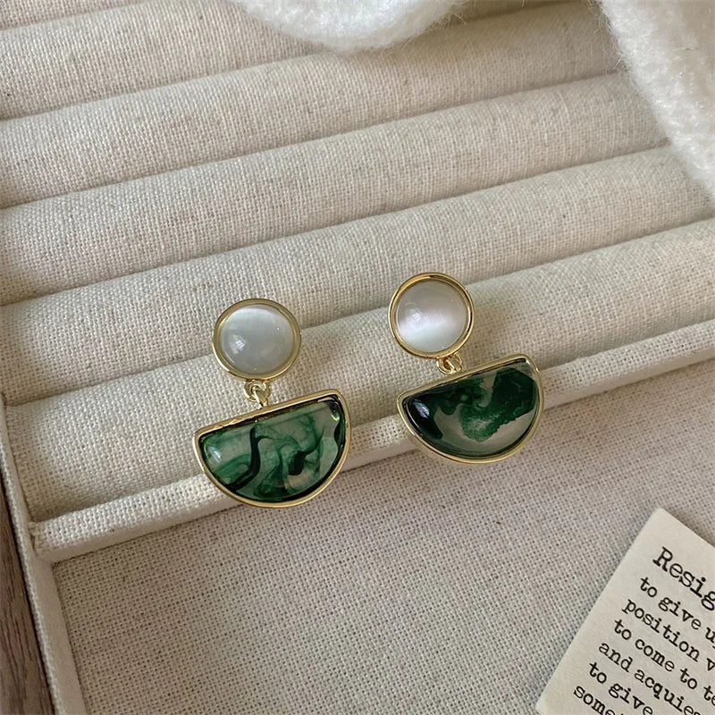 Pearl Half Moon Stud Earrings