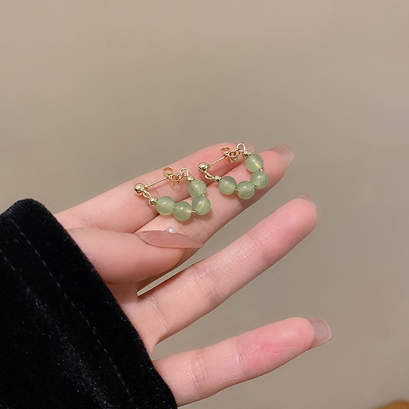 Lime Twist Bead Hoop Earrings