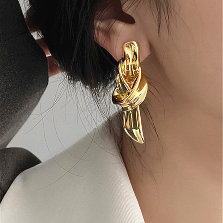 Golden Weave Sculptural Hoops