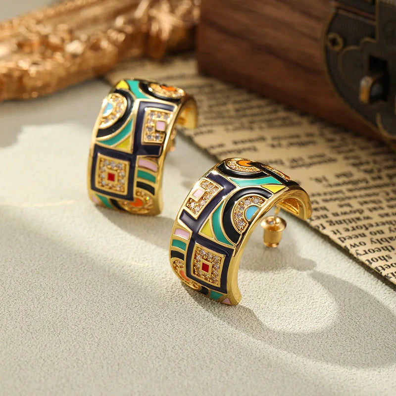 Art Deco Statement Hoop Earrings