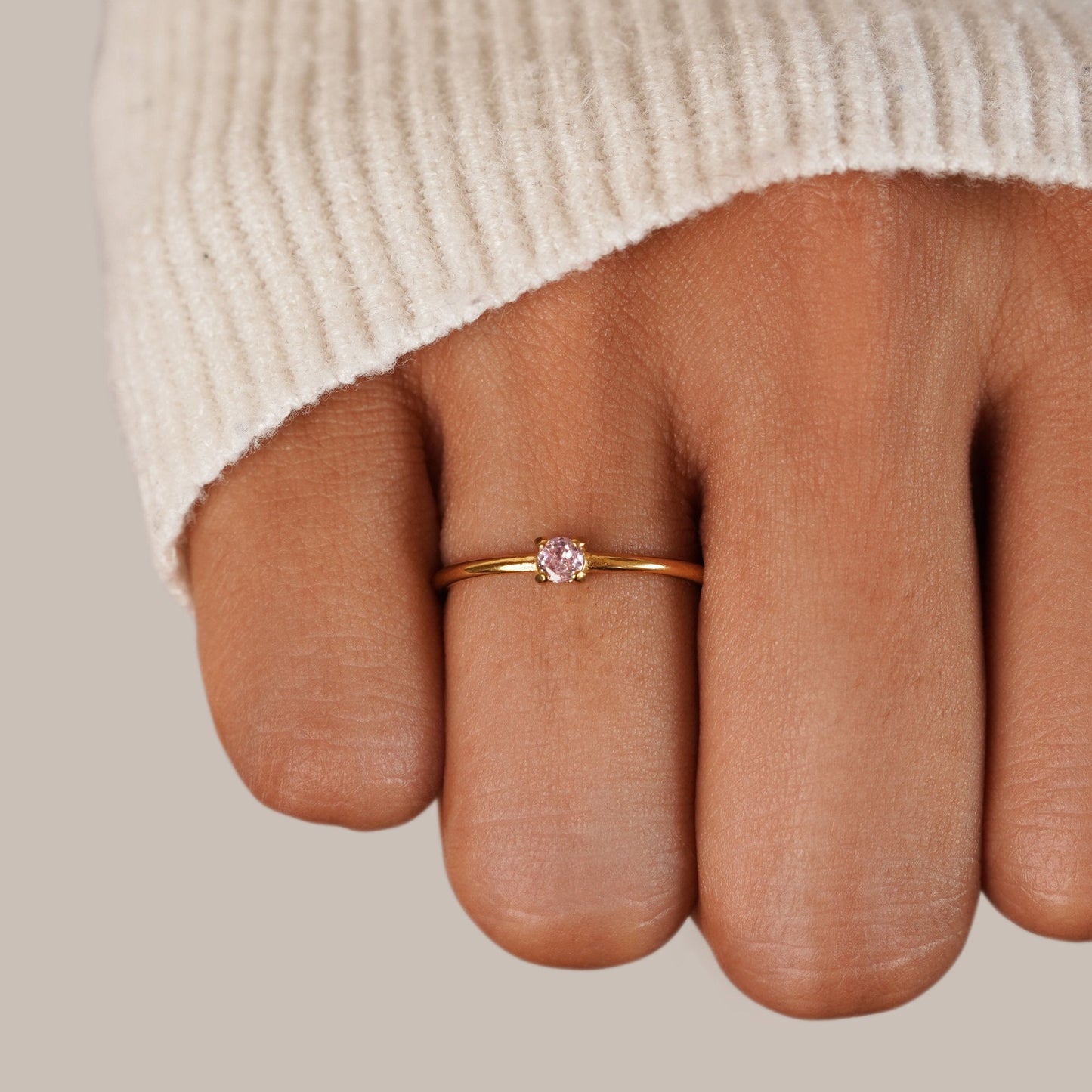 October Birthstone Gold Ring