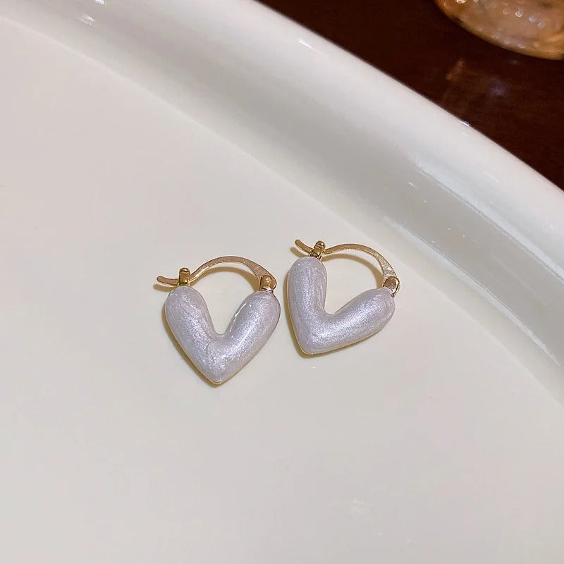 Candy Stripe Heart Hoop Earrings