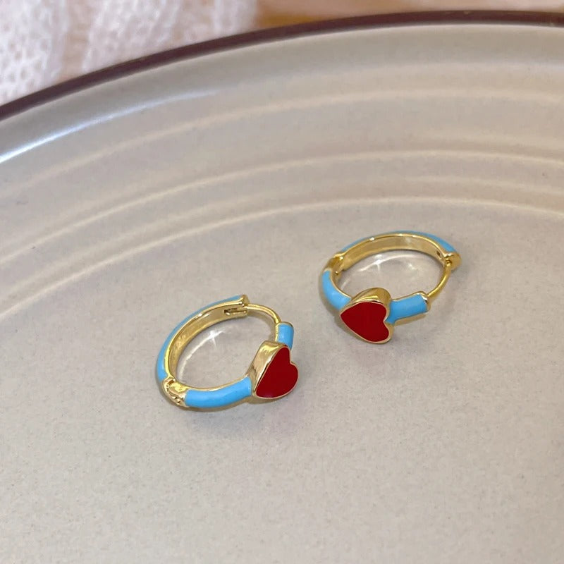 Candy Stripe Heart Hoop Earrings