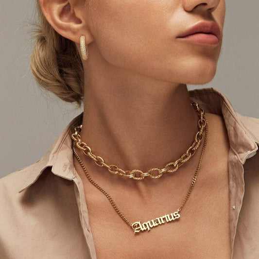 Zodiac Nameplate Necklace
