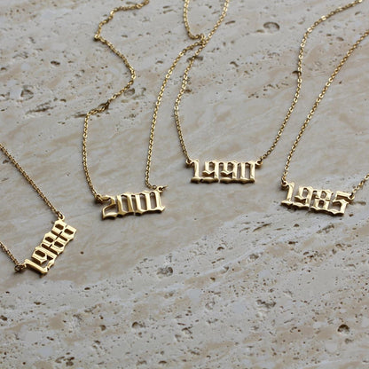 Old English Birth Year Necklace