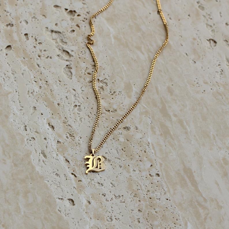 Old English Initial Necklace