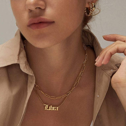 Zodiac Nameplate Necklace