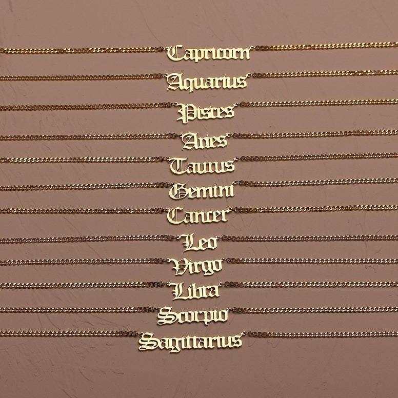 Zodiac Nameplate Necklace