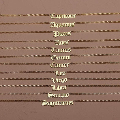 Zodiac Nameplate Necklace