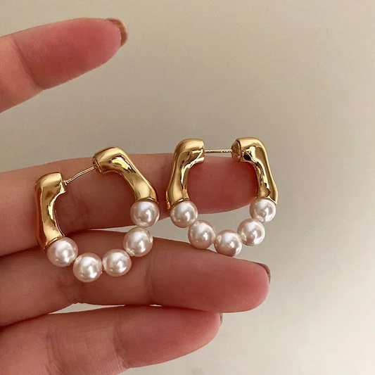 Pearl Curve Hoop Earrings