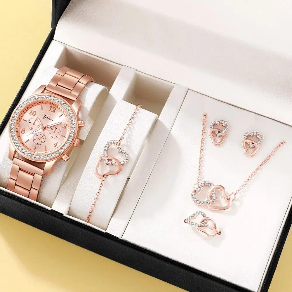 Heart Watch & Jewelry Set