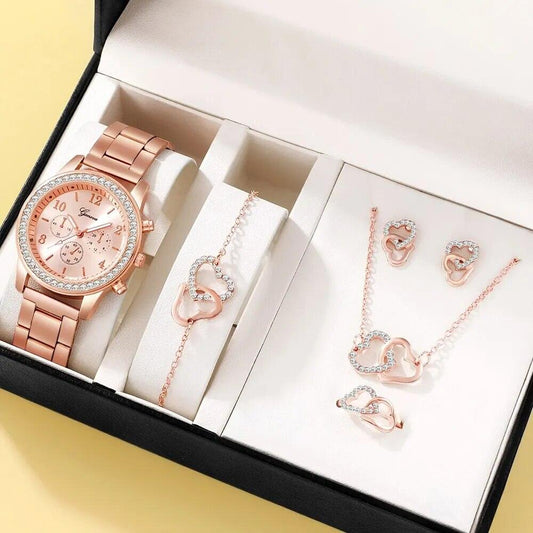Heart Watch & Jewelry Set