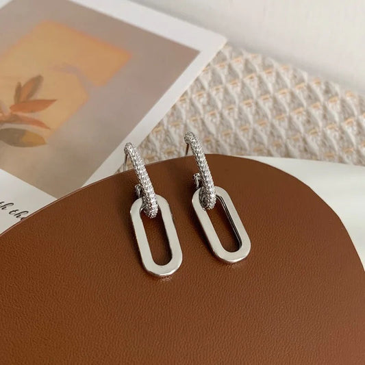 Sparkling Loop Link Drop Earrings