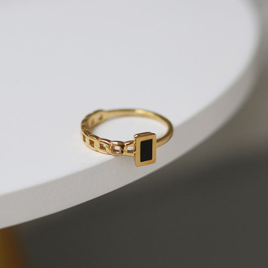 Geometric Link Accent Ring