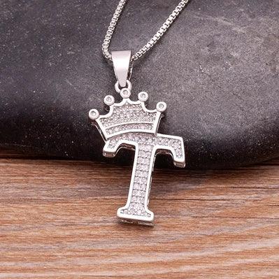 Crown Initial Pendant Necklace