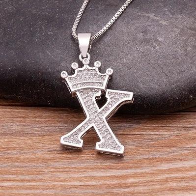 Crown Initial Pendant Necklace