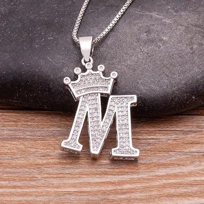 Crown Initial Pendant Necklace