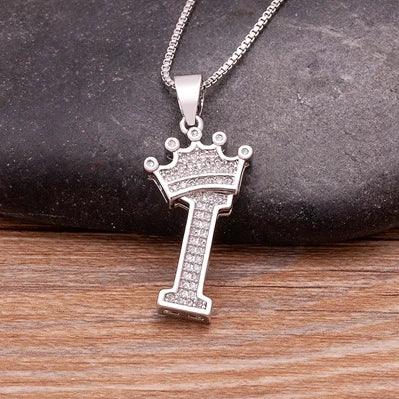 Crown Initial Pendant Necklace