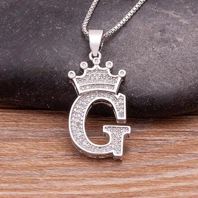 Crown Initial Pendant Necklace