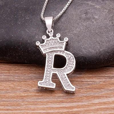 Crown Initial Pendant Necklace