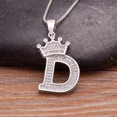 Crown Initial Pendant Necklace
