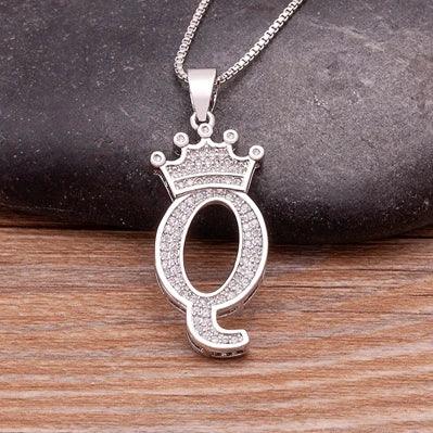 Crown Initial Pendant Necklace