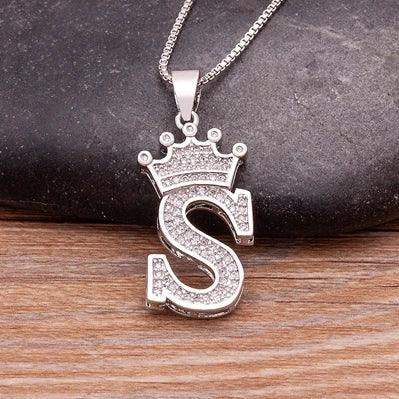 Crown Initial Pendant Necklace
