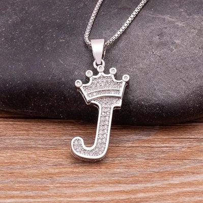 Crown Initial Pendant Necklace
