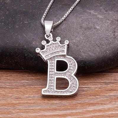 Crown Initial Pendant Necklace