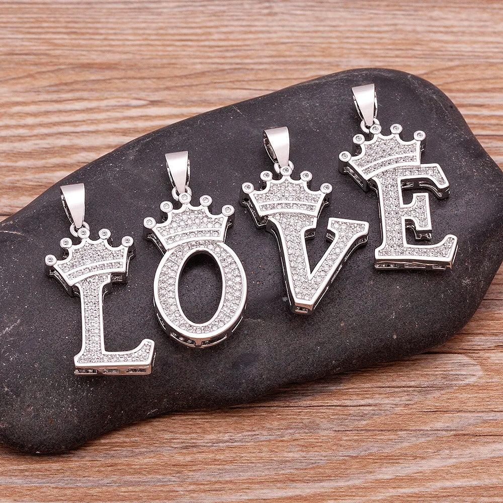 Crown Initial Pendant Necklace