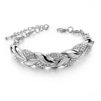 Leaf Braid Crystal Bracelet