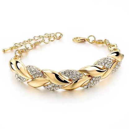 Leaf Braid Crystal Bracelet