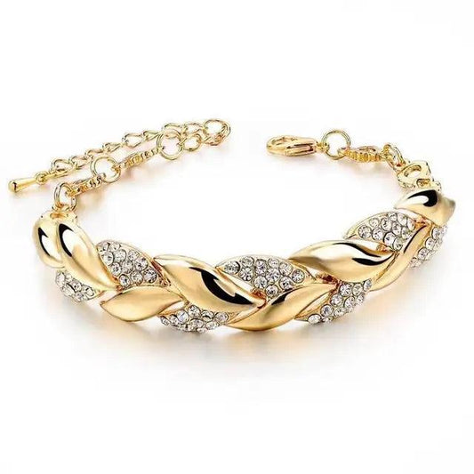 Leaf Braid Crystal Bracelet