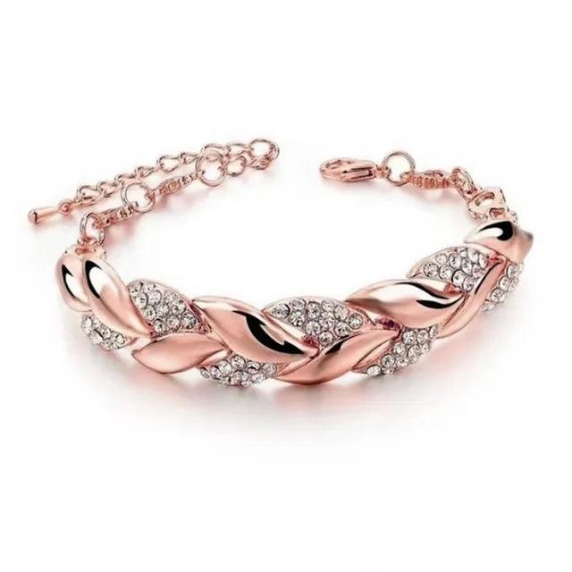 Leaf Braid Crystal Bracelet