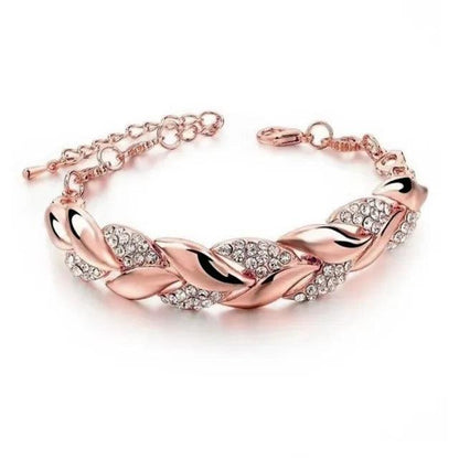 Leaf Braid Crystal Bracelet